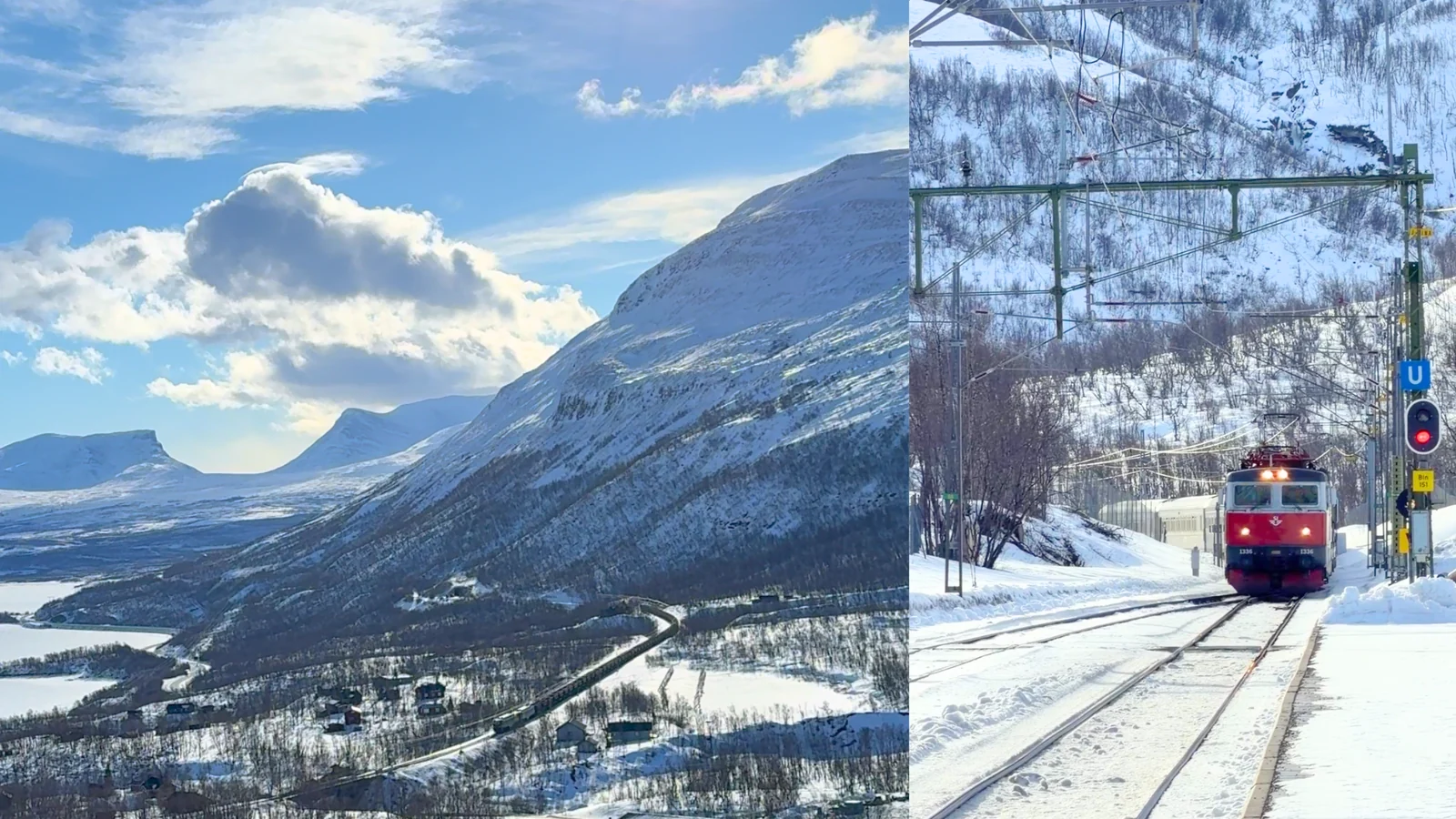 北極鐵道沿線的雪山與列車實景組圖